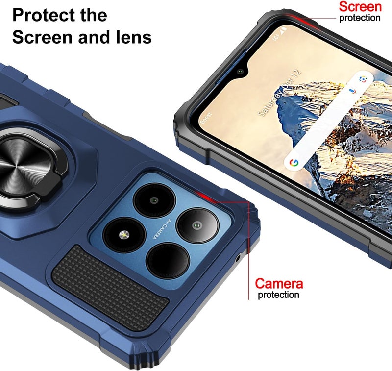 Mocotto for Boost Summit 5G Phone Case with Tempered Glass Screen Protector,Military Grade Heavy Duty Shockproof Protective Cover,with Ring Kickstand (Boost Summit 5G,Blue) - Image 2